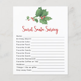 Holly Wreath Secret Santa Survey Flyer