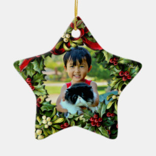 Holly Wreath Star Foto Personalisiert Ornament