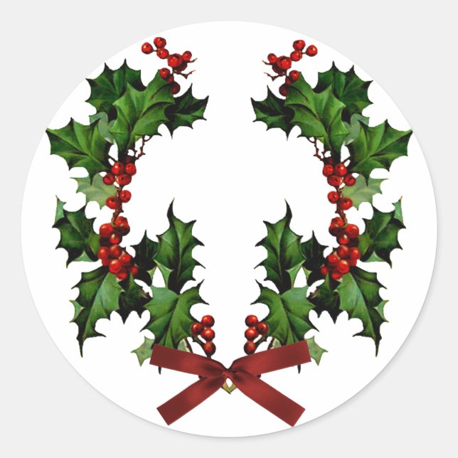 Holly Wreath Sticker (Vorderseite)