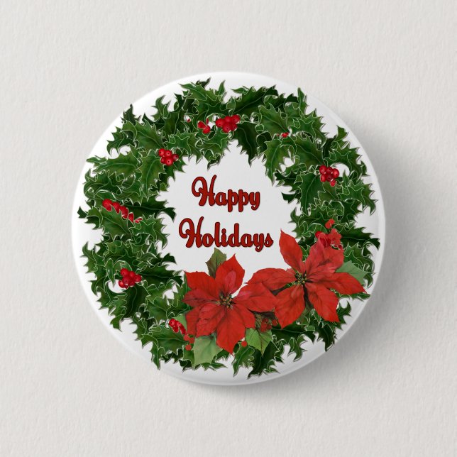 Holly Wreath Traditionen Button (Vorderseite)
