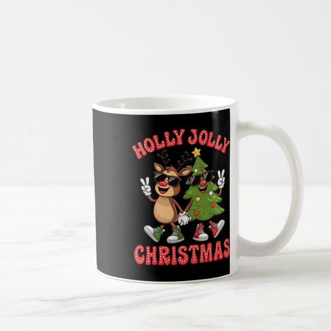 Holly Xmas Jolly Funny Christmas Tree Niedlich Rei Kaffeetasse (Rechts)