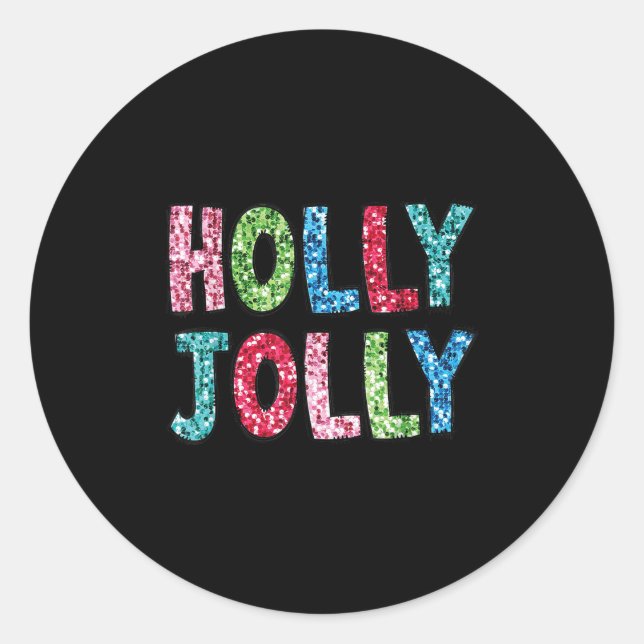 Holly Xmas Jolly Vibes Groovy Retro Weihnachten Runder Aufkleber (Vorderseite)