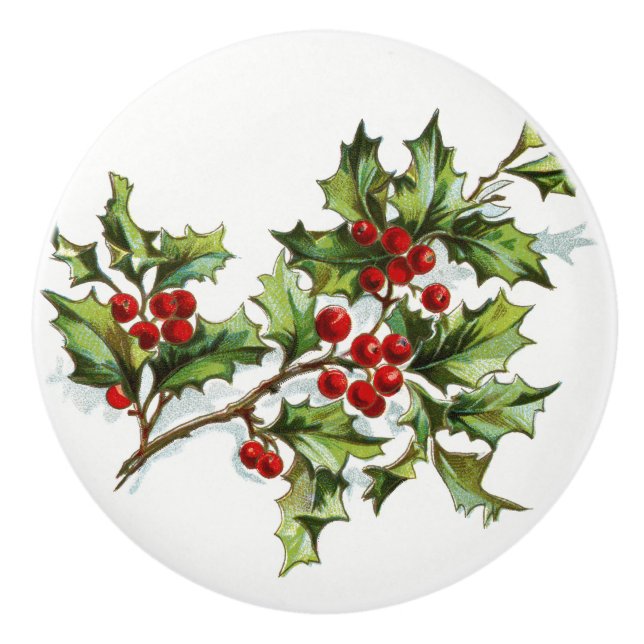 HollyBerries 001 Keramikknauf (Vorderseite)