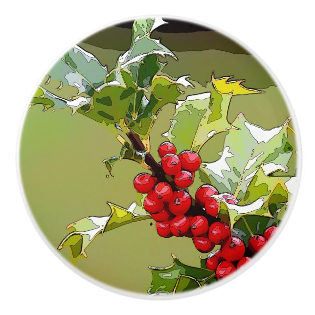 HollyBerries 005 Keramikknauf (Vorderseite)
