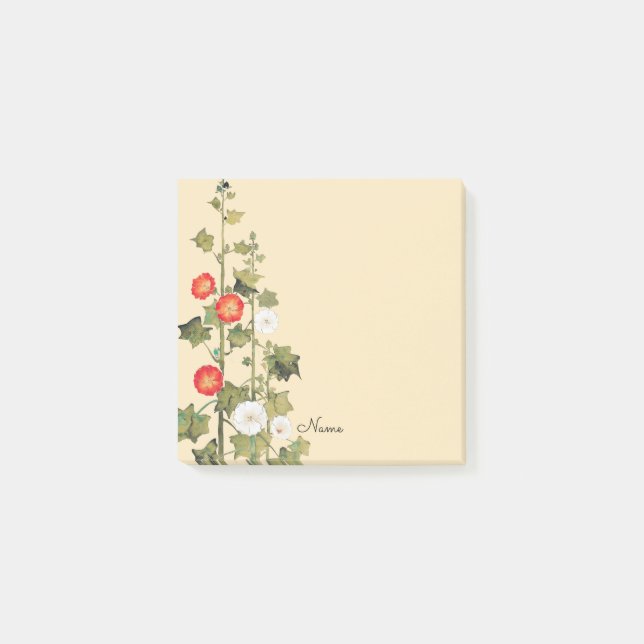 Hollyhock Blume Art Post It Personal Note Pad Post-it Klebezettel (Vorderseite)