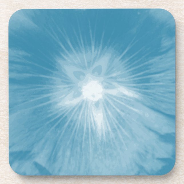 Hollyhock Blume Icy Blue Cork Untersetzer (Vorderseite)