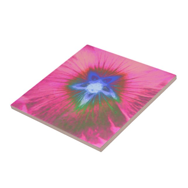 Hollyhock Blume Pink Velvet Tile Fliese (Seite)