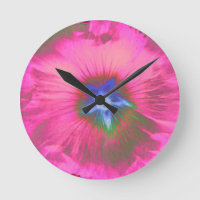 Hollyhock Blume Pink Velvet Wall Clock
