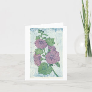 Hollyhock Intaglio + Japanische Woodblock Druckkar Dankeskarte