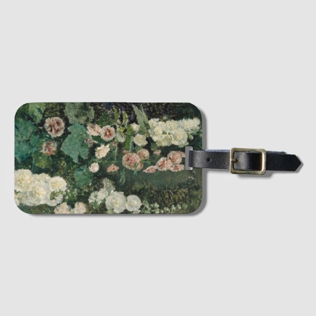 Hollyhock Rose Blume Gepäckanhänger (Vorderseite (Horizontal))