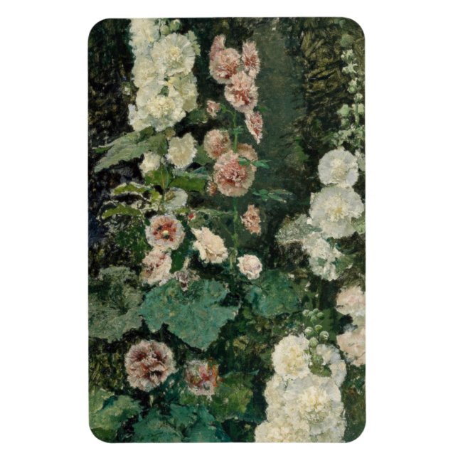 Hollyhock Rose Blume Magnet (Vertikal)