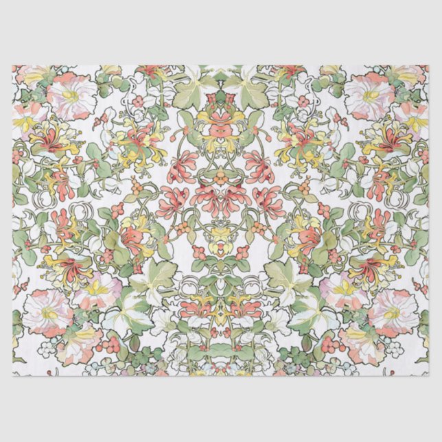 Hollyhock-u. Geißblatt-Blumen-Kunst-Seidenpapier Seidenpapier (Vorderseite)