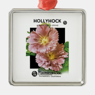 Hollyhock Vintag Seed Packet Ornament Aus Metall