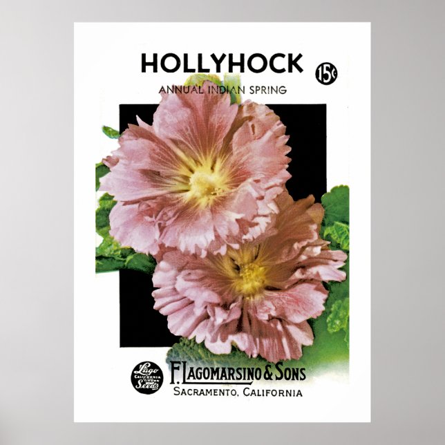 Hollyhock Vintag Seed Packet Poster (Vorne)