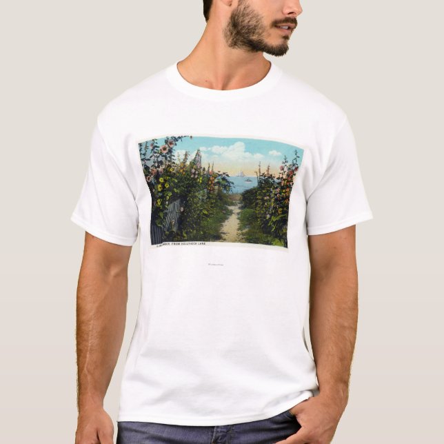 Hollyhock-Weg-Ansicht des Hafens T-Shirt (Vorderseite)