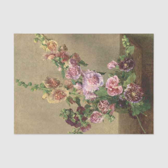 Hollyhocks, Decoupage Seidenpapier (Vorderseite)