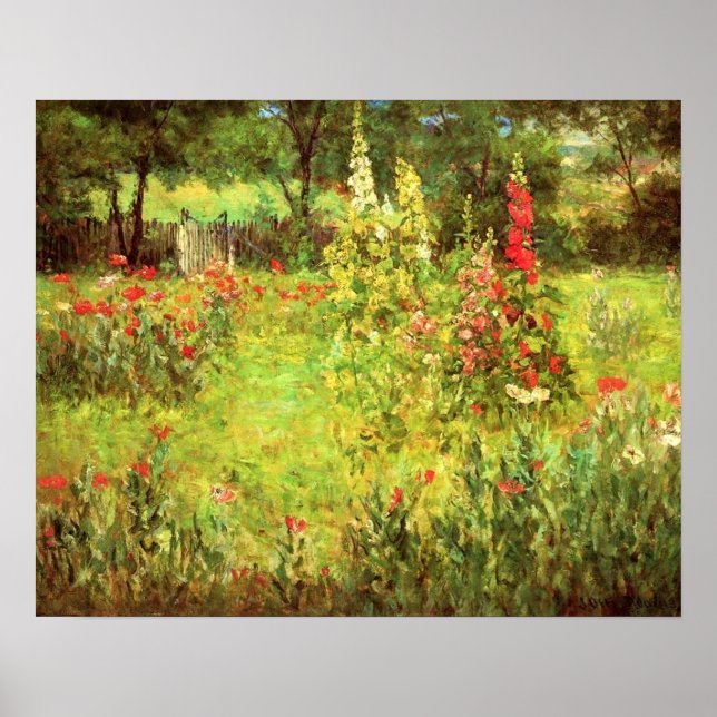 Hollyhocks & Poppies Poster (Vorne)