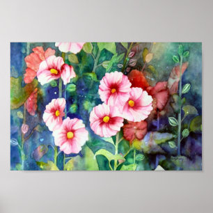 Hollyhocks Poster