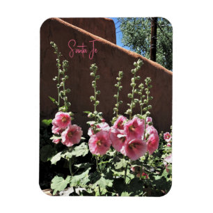 Hollyhocks und Adobe Santa Fe New Mexico Magnet
