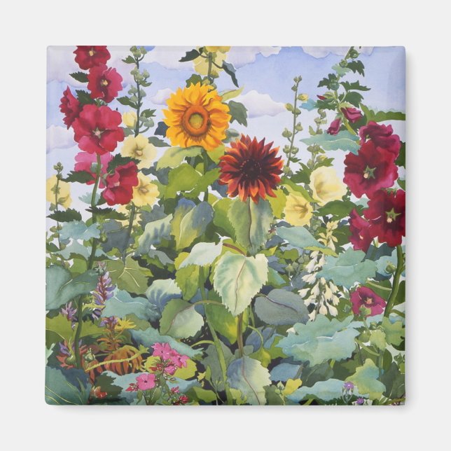 Hollyhocks und Sonnenblumen 2005 Magnet (Vorne)