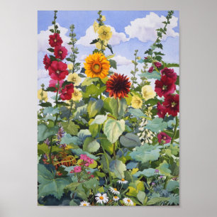 Hollyhocks und Sonnenblumen 2005 Poster