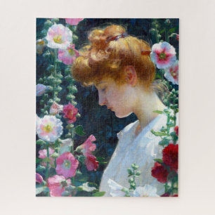 Hollyhocks und Sonnenlicht Curran Art Puzzle