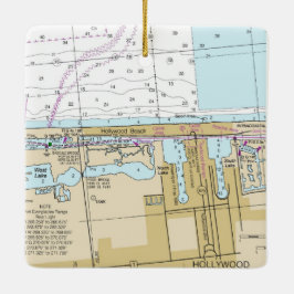 Hollywood Beach Florida Chart Keramikornament