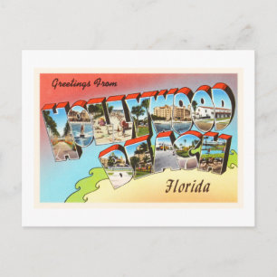 Hollywood Beach Florida FL Vintage Reise Souvenir Postkarte