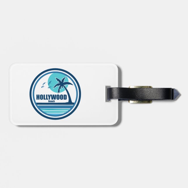 Hollywood Beach Florida Palm Tree Birds Gepäckanhänger (Rückseite horizontal)