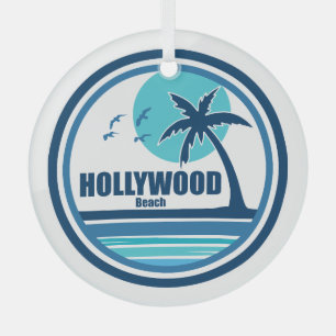Hollywood Beach Florida Palm Tree Birds Ornament Aus Glas
