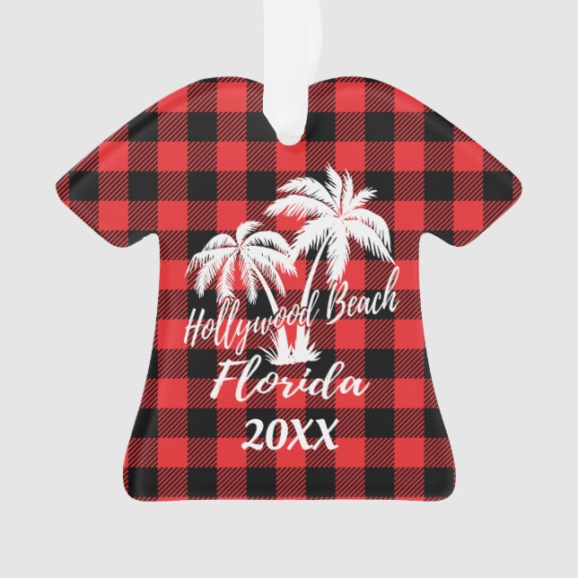 Hollywood Beach Florida Palm Trees Personalisiert Ornament (Vorderseite)