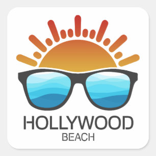 Hollywood Beach Florida Sonnenbrille Quadratischer Aufkleber
