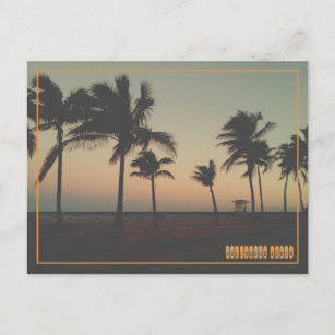 Hollywood Beach Palmen Sonnenuntergang Postkarte