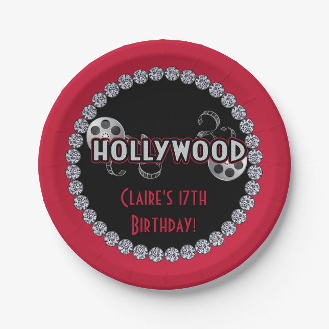 Hollywood Birthday Party Teller (Vorderseite)