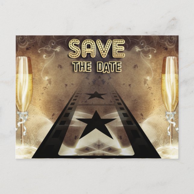 Hollywood Bling Save the Date Post Card Ankündigungspostkarte (Vorderseite)