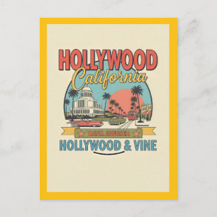 Hollywood, CA – Hollywood und Vine Retro Postkarte