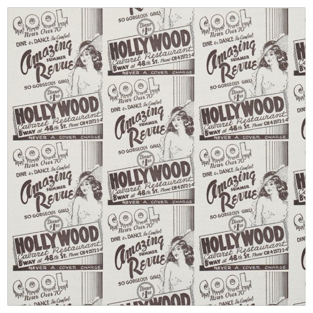 Hollywood Cabaret Restaurant und Print der 30er Ja Stoff (Muster)