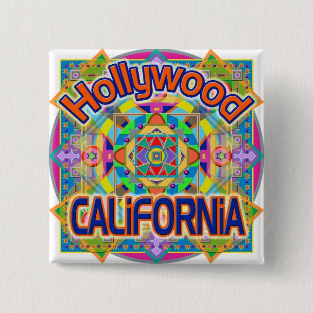 Hollywood CALIFORNIA Happy Button (Vorderseite)