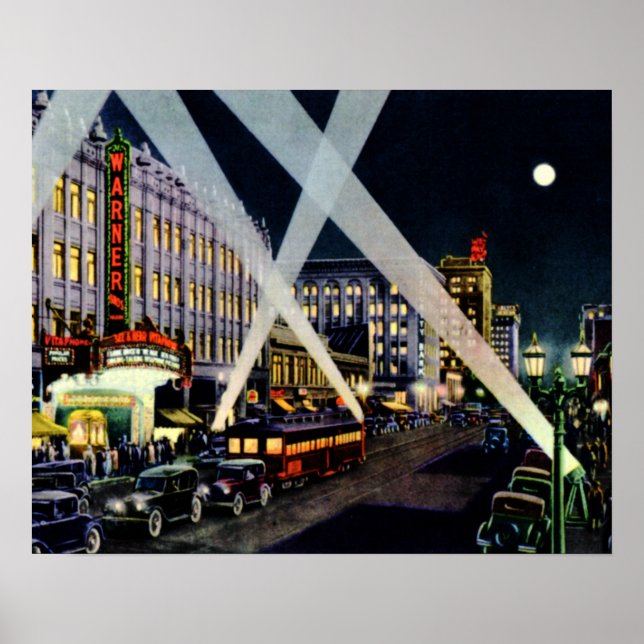 Hollywood California Hollywood Boulevard Night Poster (Vorne)