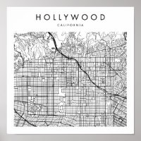 Hollywood California Minimal Modern Street Map