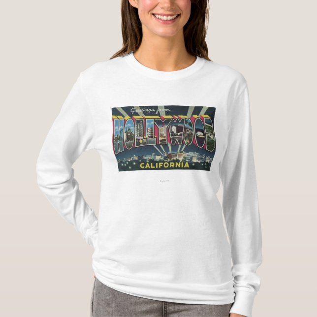 Hollywood, CaliforniaLarge Buchstabe-Szenen T-Shirt (Vorderseite)