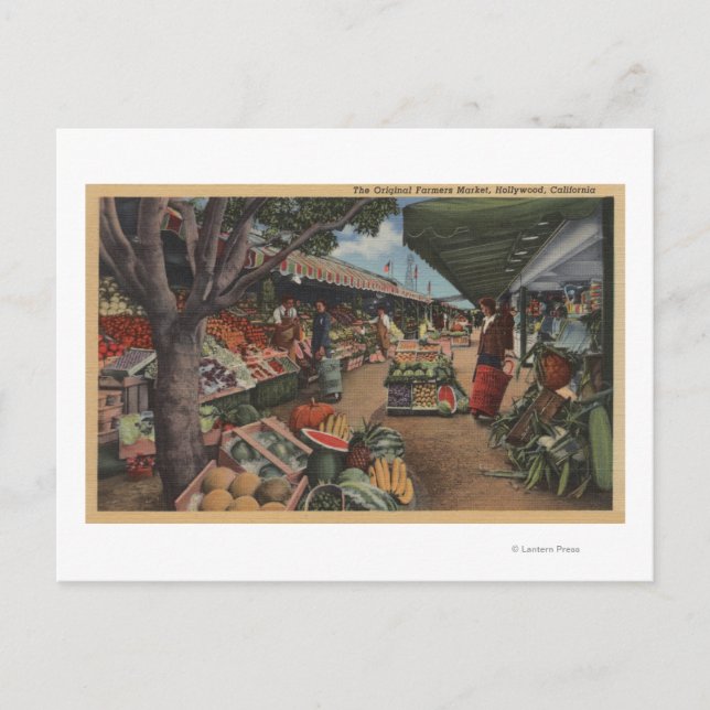 Hollywood, CAView vom ursprünglichen Bauernmarkt Postkarte (Vorderseite)