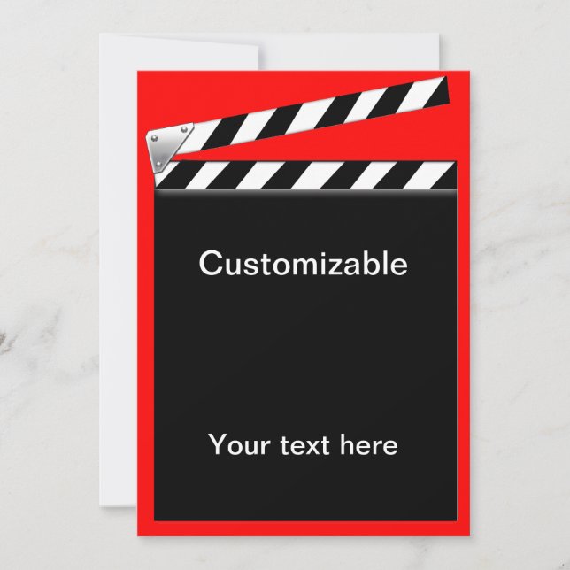 Hollywood Clapper Board anpassbar Einladung (Vorderseite)