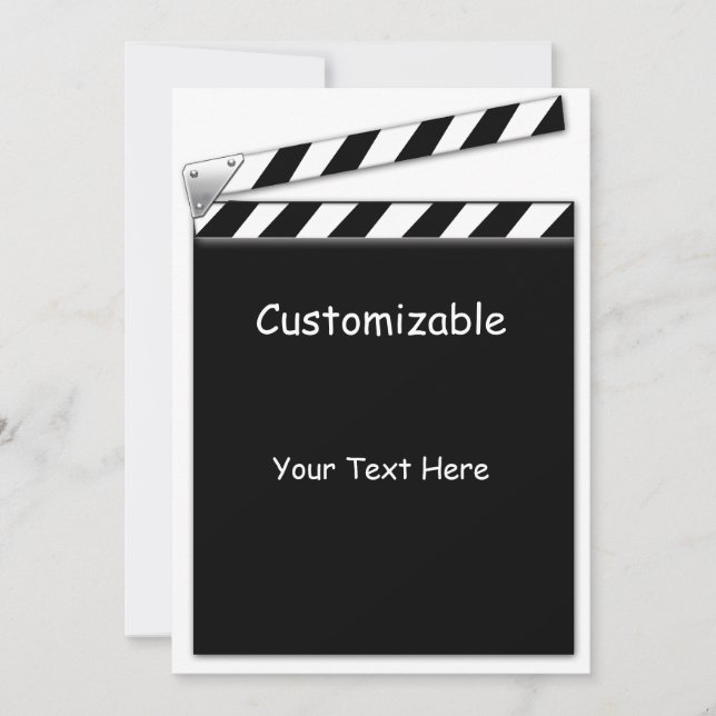 Hollywood Clapper Board Custom, Info Template Einladung (Vorderseite)