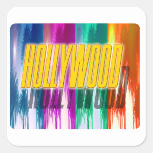 "Hollywood" farbenfrohe Palmen-Aufkleber Quadratischer Aufkleber
