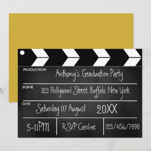Hollywood-Film-Abschlussfeier-Schultafel-Einladung Einladung