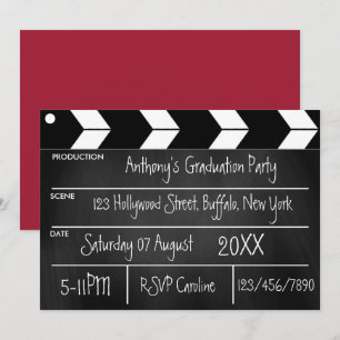 Hollywood-Film-Abschlussfeier-Schultafel-Einladung Einladung