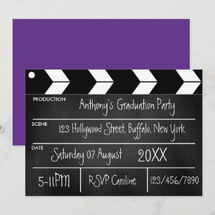 Hollywood-Film-Abschlussfeier-Schultafel-Einladung Einladung