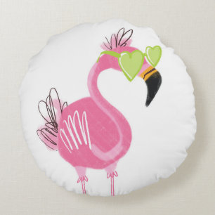 Hollywood Flamingo Rundes Kissen