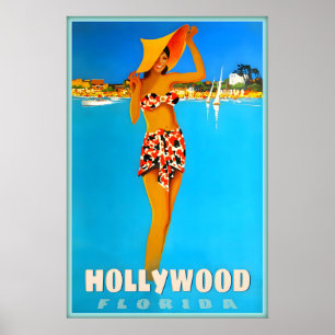 Hollywood Florida Broward County Reiseplakat Poster
